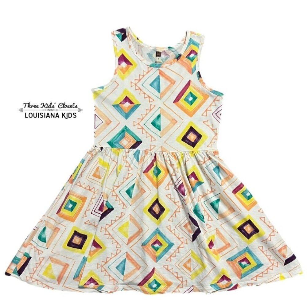 Tea Collection 8Y Abstract Shapes Twirl Skirt Tank Dress